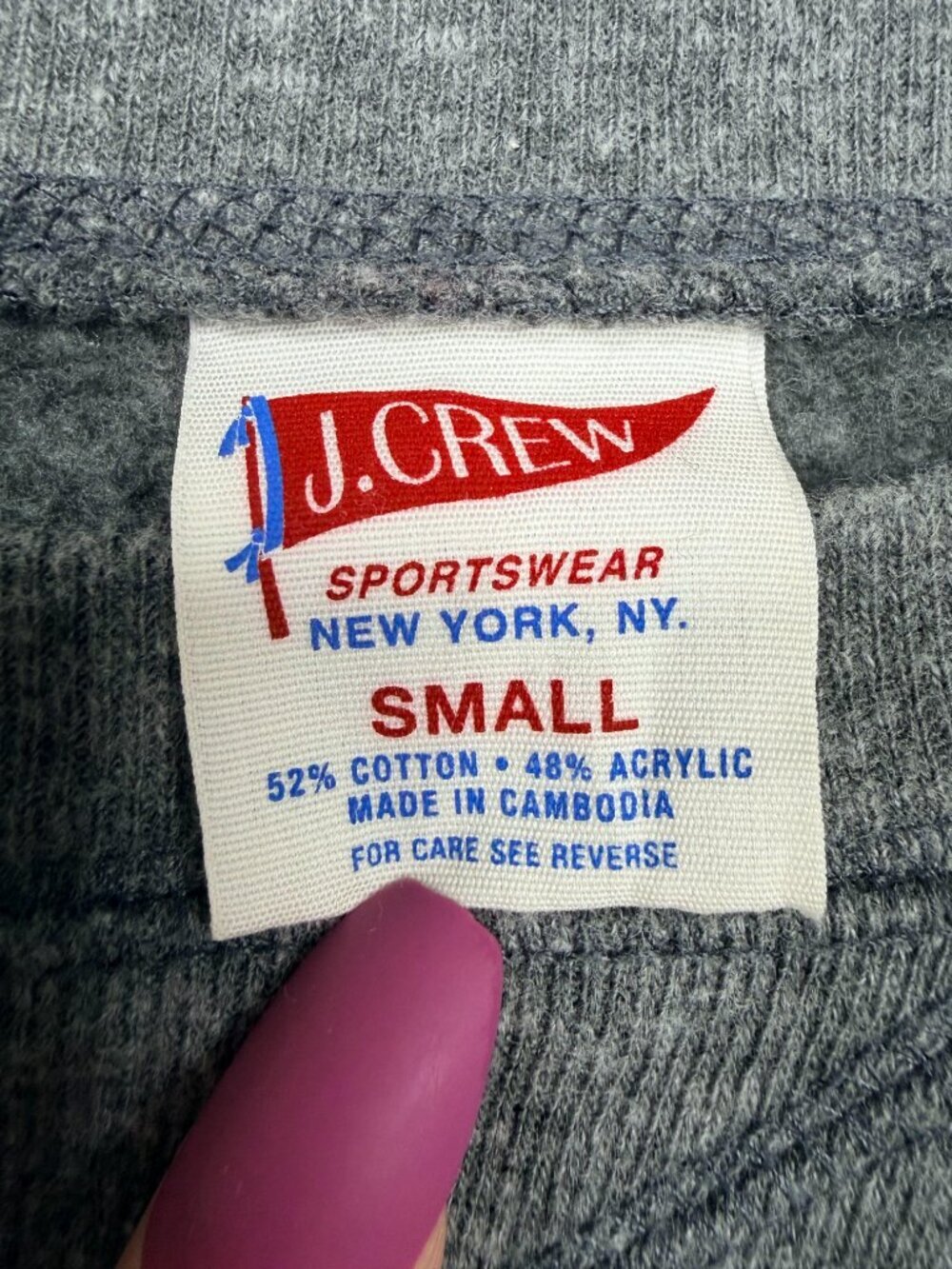 J. Crew Infield Fleece Crewneck Sweatshirt Heather Gray Small #A3051 - Picture 4 of 8